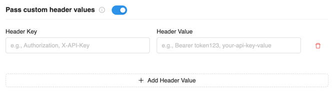 Screenshot of custom header values in the web page app.